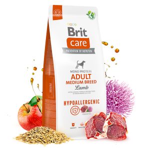 Formulă hipoalergenică Lamb & Rice pentru câini adulți de rase medii (10 - 25 kg). Hrană completă pentru câini. Brit Care Dog Hypoallergenic Adult Medium Breed 12 kg