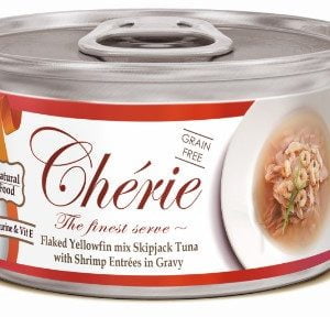 Cherie Adult Cat Grain Free Mix Fulgi de Ton cu Creveti in Sos 80g
