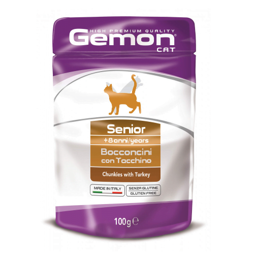 Hrana umeda completa Gemon Senior Chunkies Cat Curcan 100g