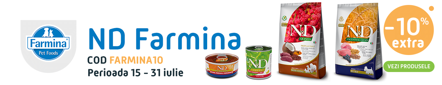 reducere extra 10% la toate produsele farmina nd