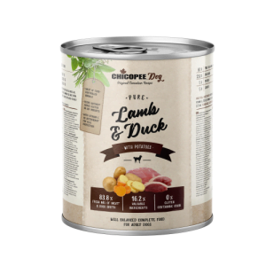 Hrana umeda pentru caini super premium CHICOPEE miel si rata 800g