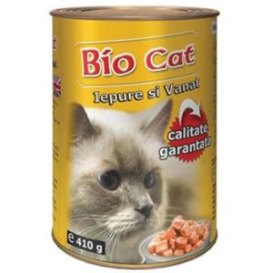 Hrana umeda pentru pisici BIOCAT iepure si vanat 410 gr