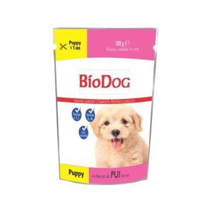 Hrana umeda pentru catelusi BIODOG plic puppy pui in sos 100 gr