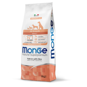 Monge Natural Superpremium Monoprotein Adult All Breeds Somon si Orez 12kg