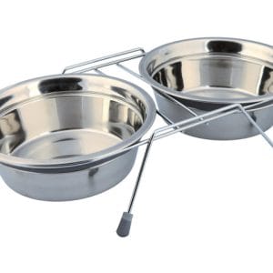Trixie Set 2 Castroane Inox Cu Suport Metalic 2x1.5 l/21 cm/44x10x23 cm