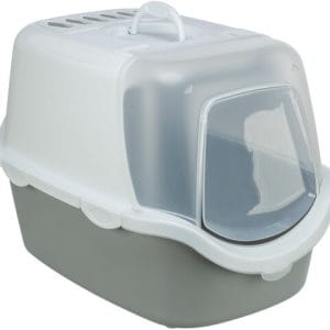 Trixie Litiera Vico Open Top Cu Capac Si Lopatica 40x40x56 cm Gri Deschis/Alb