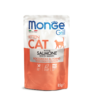 Hrana umeda super-premiu Monge Grill Chunkies Kitten Somon 85g