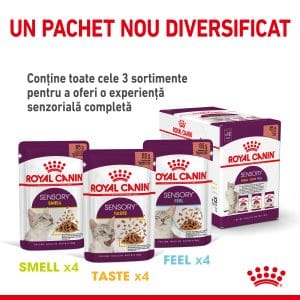 Royal Canin Sensory Feel, hrana umeda pisici, stimularea simtului tactil (in sos), 12 x 85 g