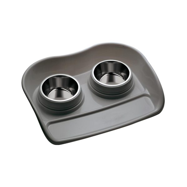 Suport cu castron dublu inox MPS POTTY S 35x46x9(h)cm