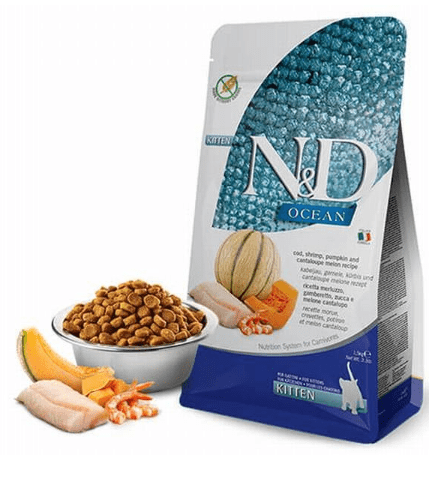 Farmina ND OCEAN pisica kitten cod crevete dovleac pepene galben 1.5 kg