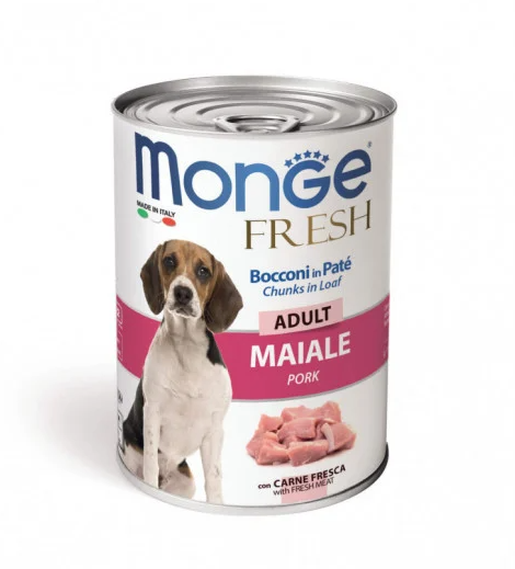 Monge Fresh Chunks Adult Hrana umeda super-premium Porc 400g Monge Fresh Chunks Adult Hrana umeda super-premium Porc 400g