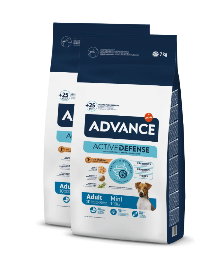 Pachet 2 x Advance Câine Mini Adult 7 kg