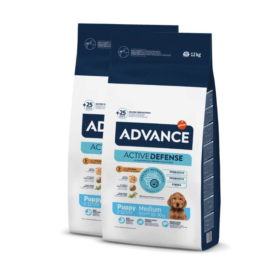 Pachet 2 x Advance Câine Medium Puppy 12kg