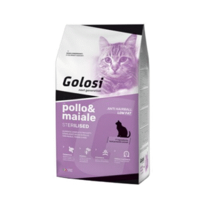 Hrana uscata premium pentru pisici GOLOSI sterilizate anti hairball low fat cu pui si porc 20kg