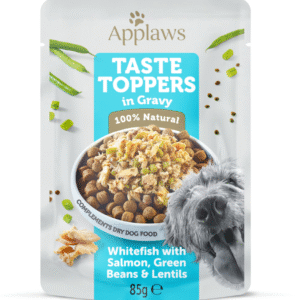 Hrana umeda pentru caini APPLAWS peste alb cu somon si legume in sos 85 g