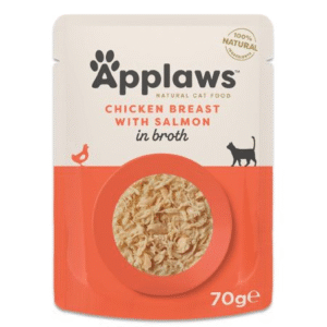 Hrana umeda pentru pisici APPLAWS cu piept de pui si somon in supa 70g