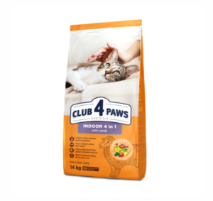 Hrana uscata pisici Club 4 Paws Indoor 4 in 1 cu miel 14 kg