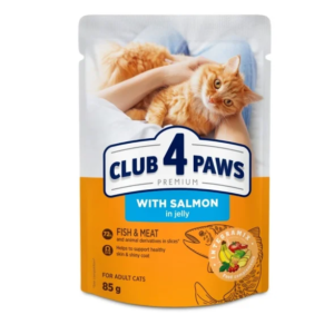 Hrana umeda Club 4 Paws Cat cu somon in jeleu 85g