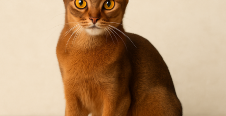 Pisică abisiniană stând pe canapea